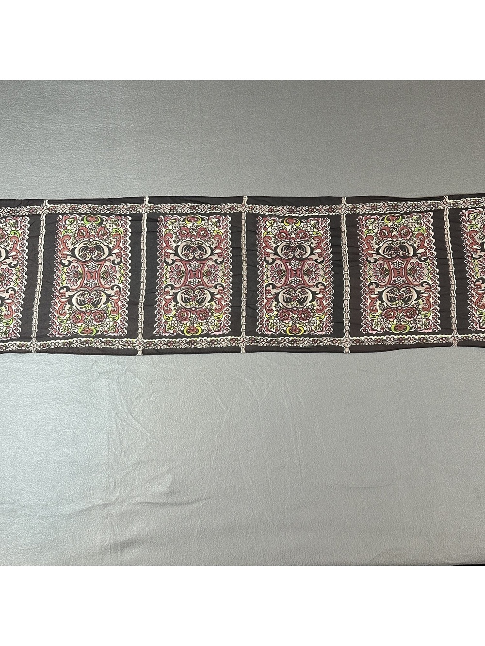 Vintage Lightweight Floral Patterned Scarf with Black Background